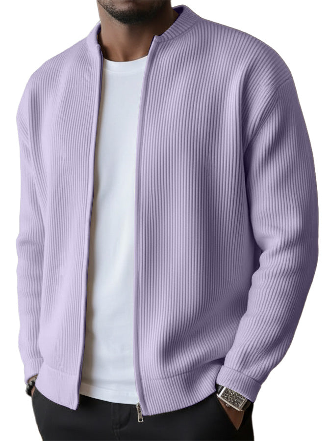 🔥 LAST DAY — 49% OFF! Men's Simple Casual Ribbed Stand Collar Zipper Long Sleeved Jacket