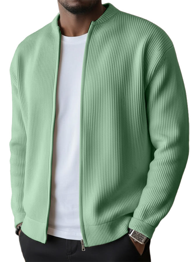 🔥 LAST DAY — 49% OFF! Men's Simple Casual Ribbed Stand Collar Zipper Long Sleeved Jacket